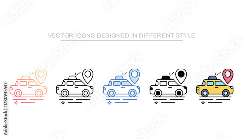 Taxi Location icon set multiple style collection