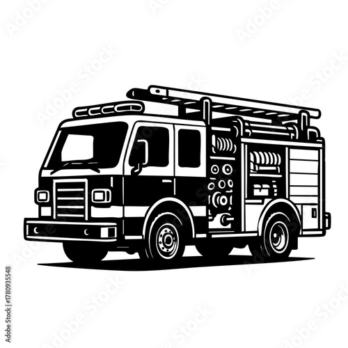 compact fire engine with ladder mounted on top and visible tools