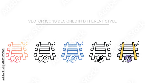 Rails Repair icon set multiple style collection