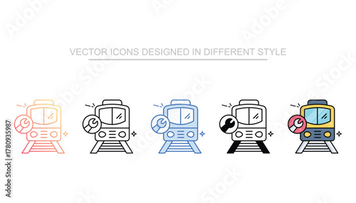 Train Repair icon set multiple style collection