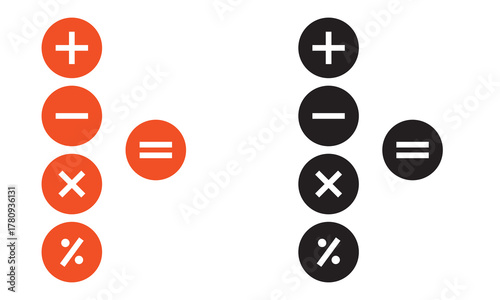 Plus, minus, multiply, divide and equal sign icon.  isolated on white background. Vector illustration. EPS 10