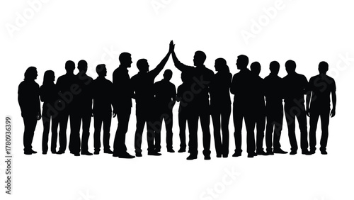 Team high five silhouette isolated on transparent background, Vector