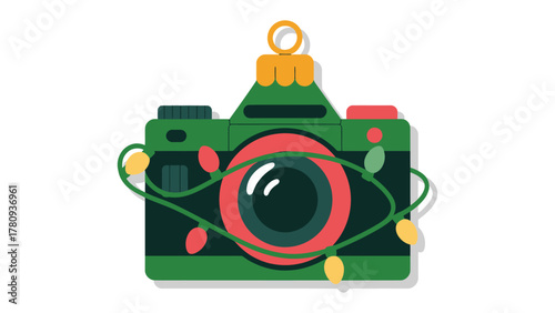 Festive Camera Ornament: A whimsical camera ornament is adorned with glowing fairy lights, bringing the magic and warmth of the holiday season to life.