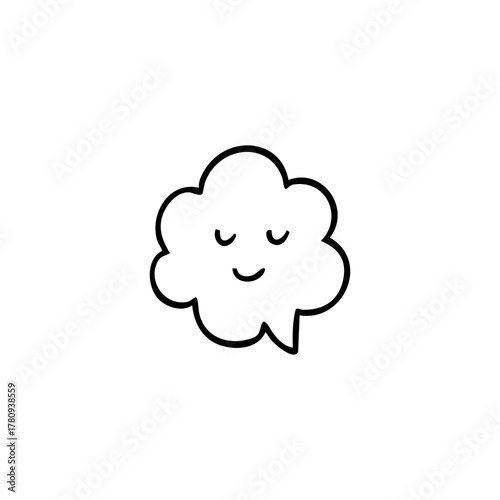 Black outlined cloud with a sleepy, smiling face