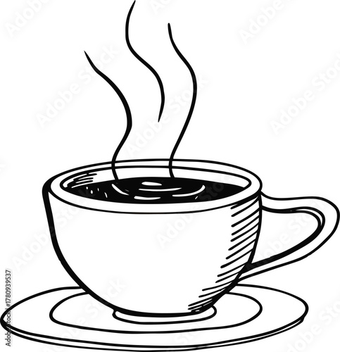 Hot coffee drink in a brown cup with steam, perfect for a cafe breakfast or a caffeine break