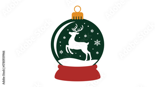 Holiday Ornament Snow Globe: An image captures the serene beauty of a snow globe, adorned with a festive deer silhouette amid falling snowflakes.