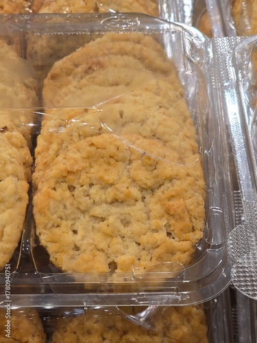 Close-Up of Coconut Cookies in Plastic Container