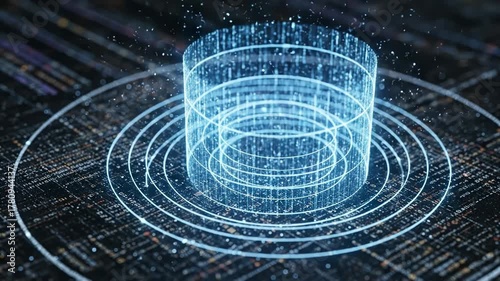 Futuristic Digital Interface with Data Visualization Effects.