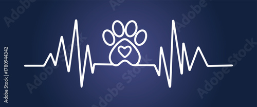 Heartbeat of a Pet Lover. Vector illustration