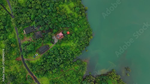 Kurli village and kurli dam backwaters in Monsoon, Maharashtra, India 