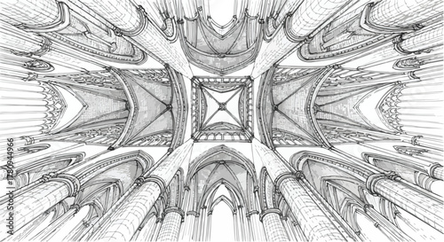 Architectural study of futuristic tower structure surrounded by mist, sleek modern design sketch.