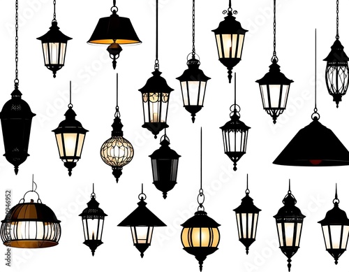 Wallpaper Mural Assortment of decorative, hanging lanterns in various shapes Torontodigital.ca
