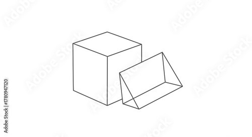 3d cube and triangular prism geometric shapes