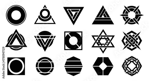 Collection of geometric abstract symbols and shapes