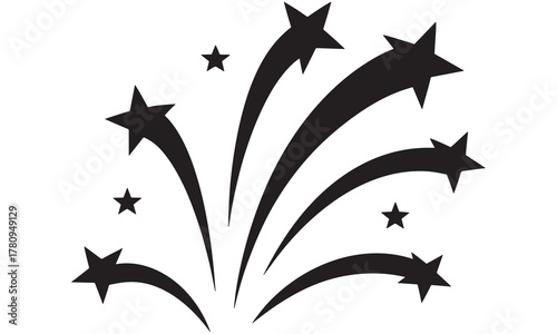 Fireworks Starburst Silhouette Set – Minimal Celebration Vector .