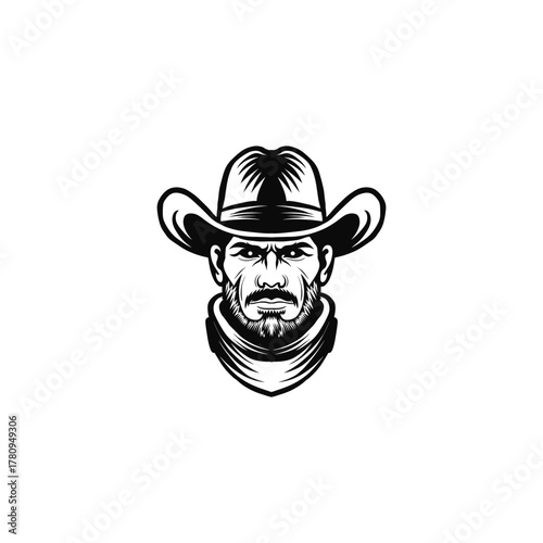 angry cowboy illustration logo