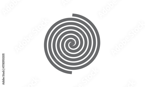Abstract black spiral fingerprint symbol on white background representing identity and security