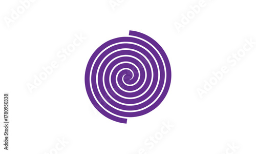 Abstract black spiral fingerprint symbol on white background representing identity and security