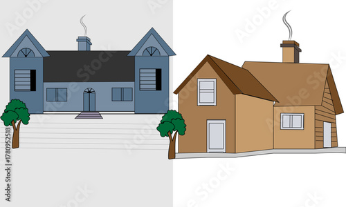 neghiber modern home road saide vector art
