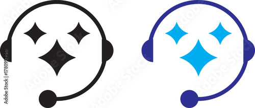 ai customer service icon set. chat headphone sign. Customer Support and Communication.  Virtual help chat bot with headset