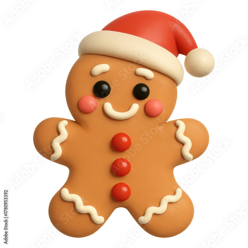 Festive Christmas Cookie Icon in 3D Cartoon Style for Holidays