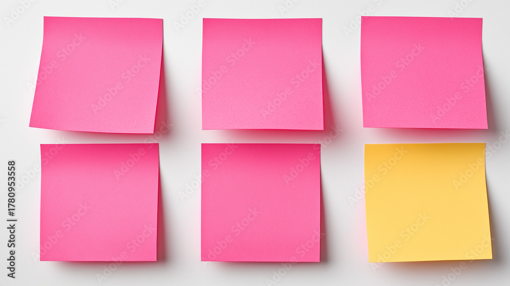Fototapeta premium Sticky Note Post It Board Office. Business people meeting at office and use post it notes to share idea. Brainstorming concept. Sticky note on glass wall or blackboard. Set of colorful blank notes.