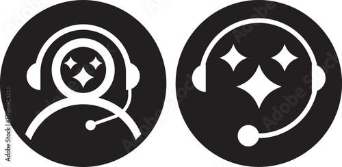 ai customer service icon set. chat headphone sign. Customer Support and Communication.  Virtual help chat bot with headset