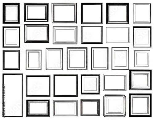 Wallpaper Mural Assortment of diverse rectangular and square picture frames on white Torontodigital.ca