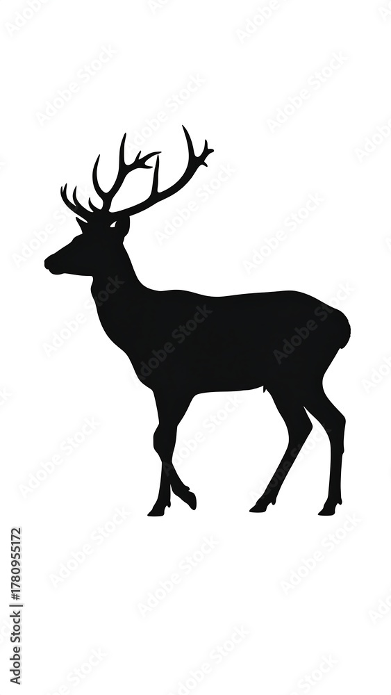 Obraz premium Black silhouette of a majestic deer with large antlers