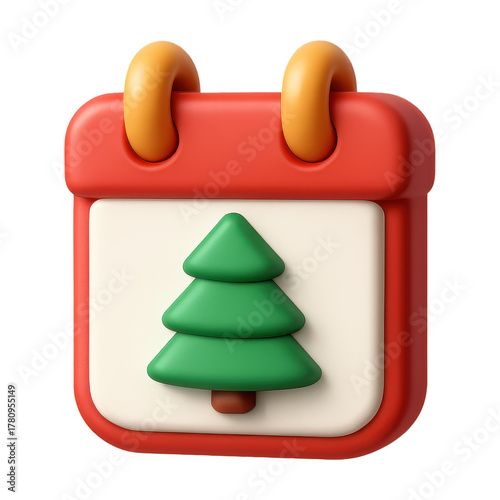 Simple Cartoon Christmas Calendar Icon in Winter Wonderland