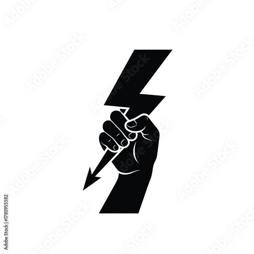 Fist holding lightning bolt icon illustrating power and energy