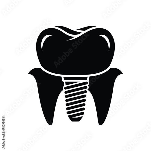 Dental implant icon for dentistry and oral health concept graphics