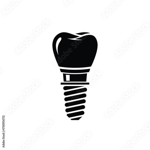 Dental implant icon, modern dentistry and oral health solution