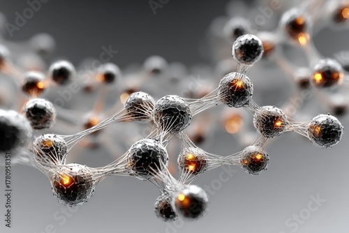 nanotechnology defense layer, silver spheres on white background. Generative AI