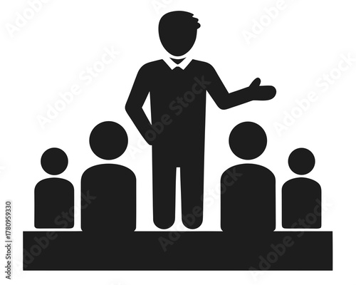 Leader speaking to audience silhouette vector isolated on white background