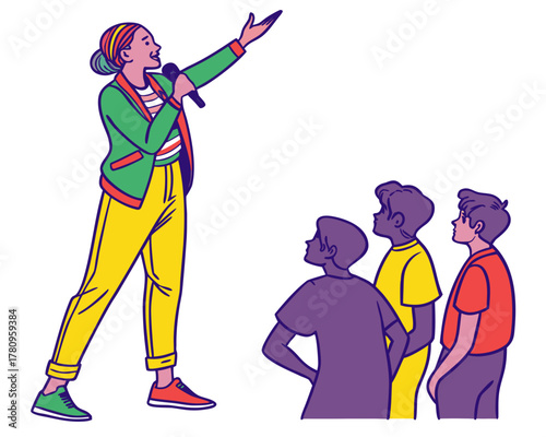 Leader speaking to audience vector isolated on white background