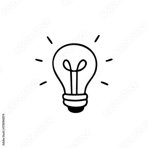 Outlined lightbulb radiates