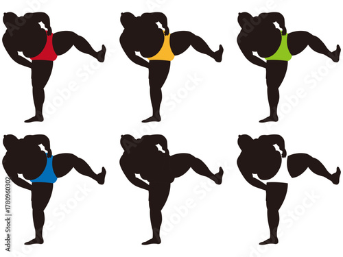 四股踏みをするお相撲さんセット