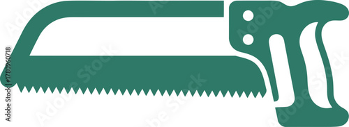 Green hand saw icon carpentry tool silhouette