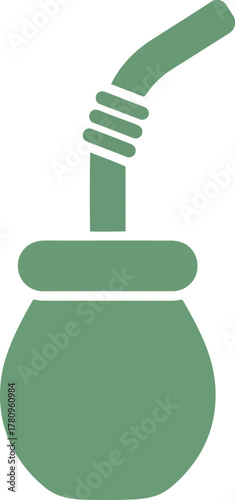 Green mate gourd with straw icon