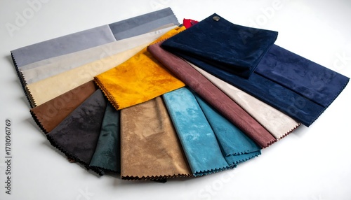 Wallpaper Mural Assortment of fabric swatches fanned out, showcasing various textures Torontodigital.ca