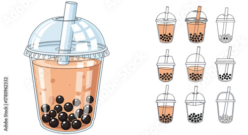 Enjoy a delicious bubble tea with tapioca pearls, a refreshing and trendy Asian drink!