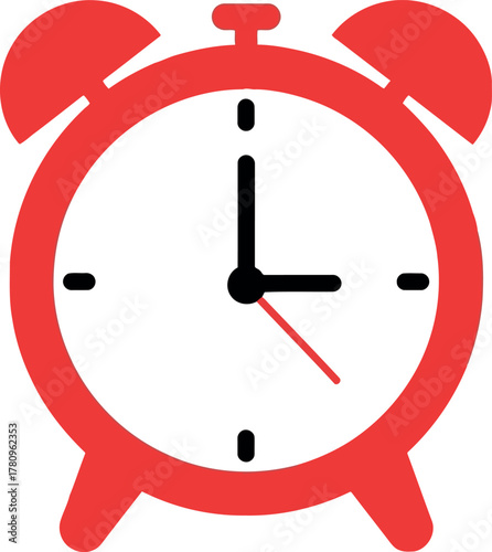 Red alarm clock icon time management concept
