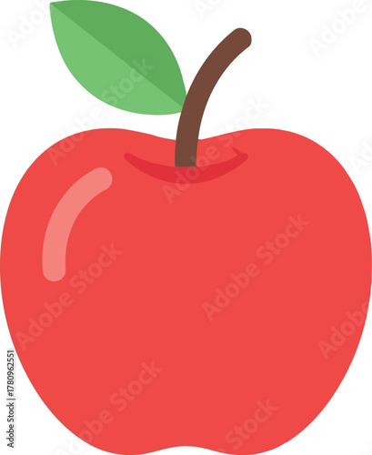 Vibrant red apple with green leaf icon