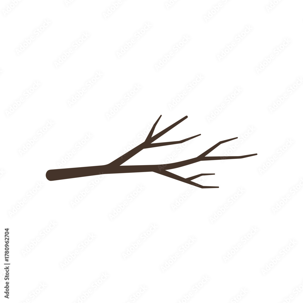 Fototapeta premium Brown branch with multiple twigs on white background