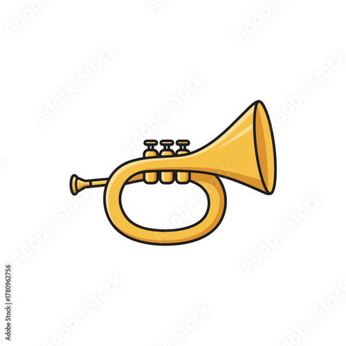 Yellow trumpet illustration on white background  