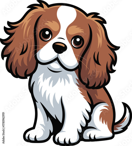 Cute cartoon a illustrator vector cavalier king charles spaniel