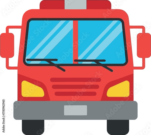 Red fire truck front view flat icon
