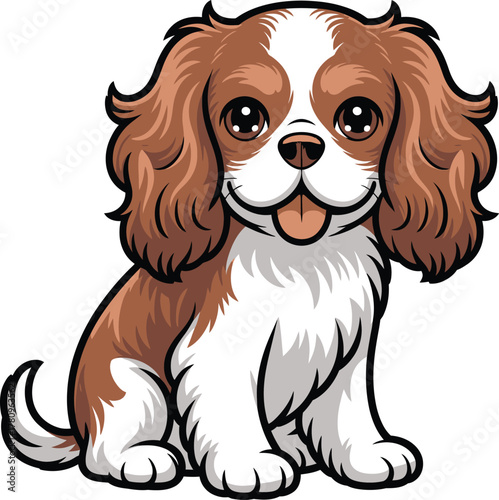 Cute cartoon a illustrator vector cavalier king charles spaniel