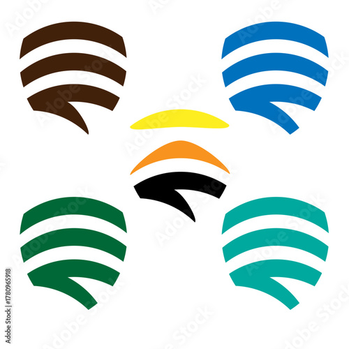 Abstract Wing Logo Pack  7 Color Variants in Circular Harmony.ai